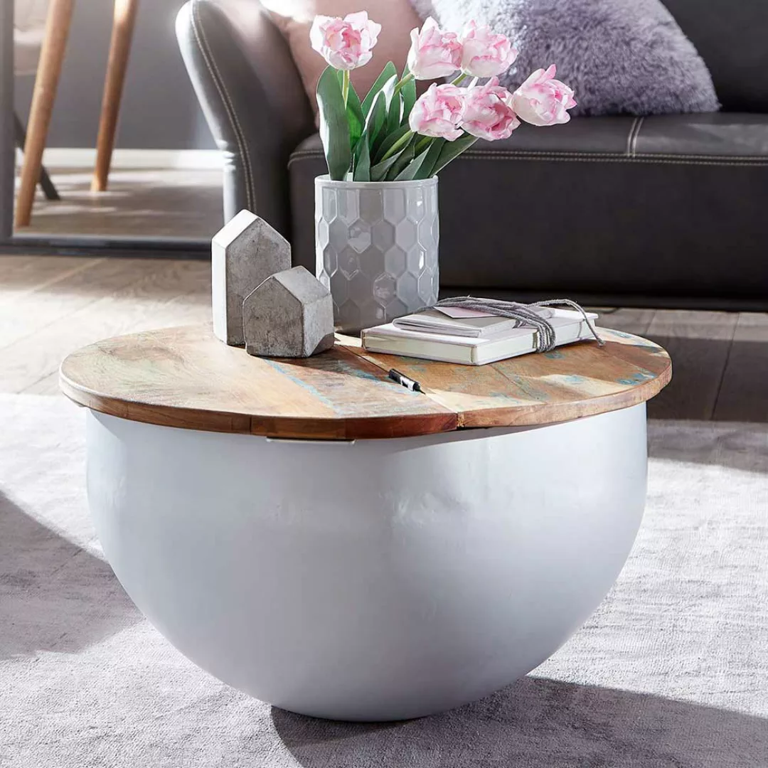 Wohnzimmer Tisch mit Gestell in Trommelform klappbarer Tischplatte günstig online kaufen