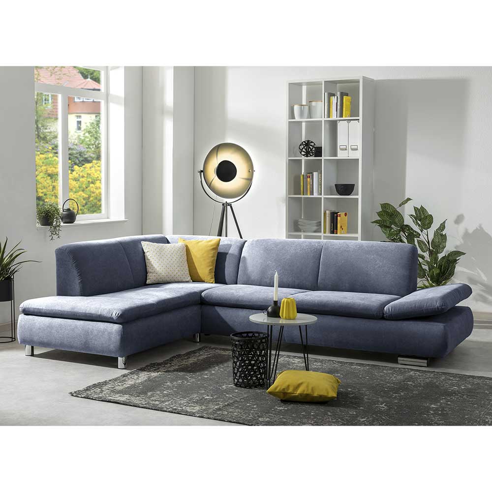 Ecksofa mit Fußgestell aus Metall Blau günstig online kaufen