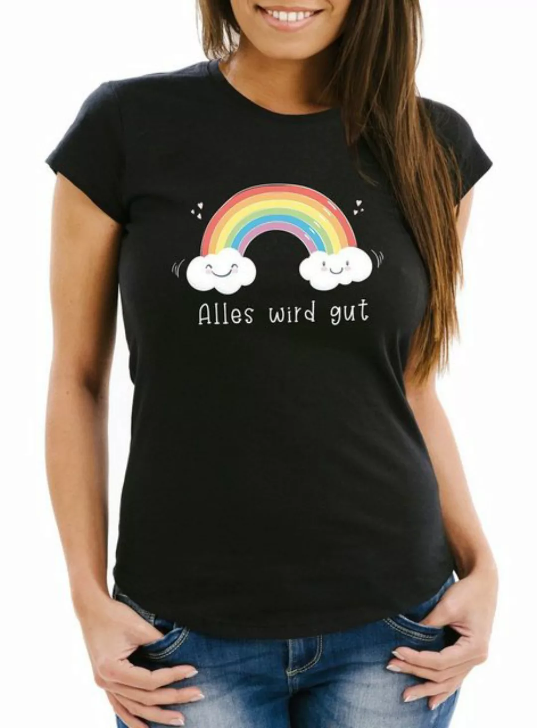 MoonWorks Print-Shirt Damen T-Shirt Alles wird gut Mutmacher Trost Aufmunte günstig online kaufen