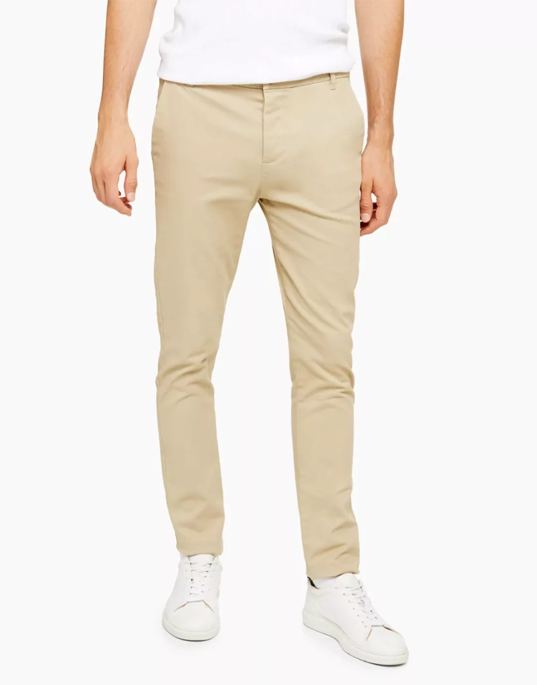 Topman – Enge Chinohose in Stone-Neutral günstig online kaufen