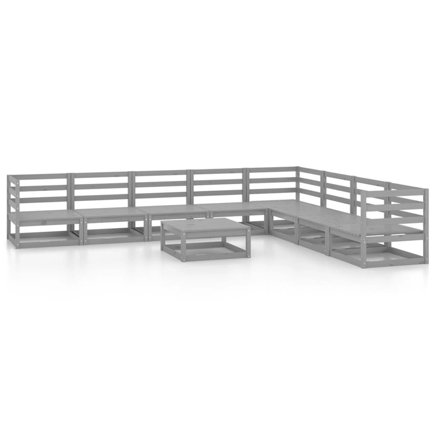 vidaXL 9-tlg Garten-Lounge-Set Grau Kiefer Massivholz Modell 18 günstig online kaufen