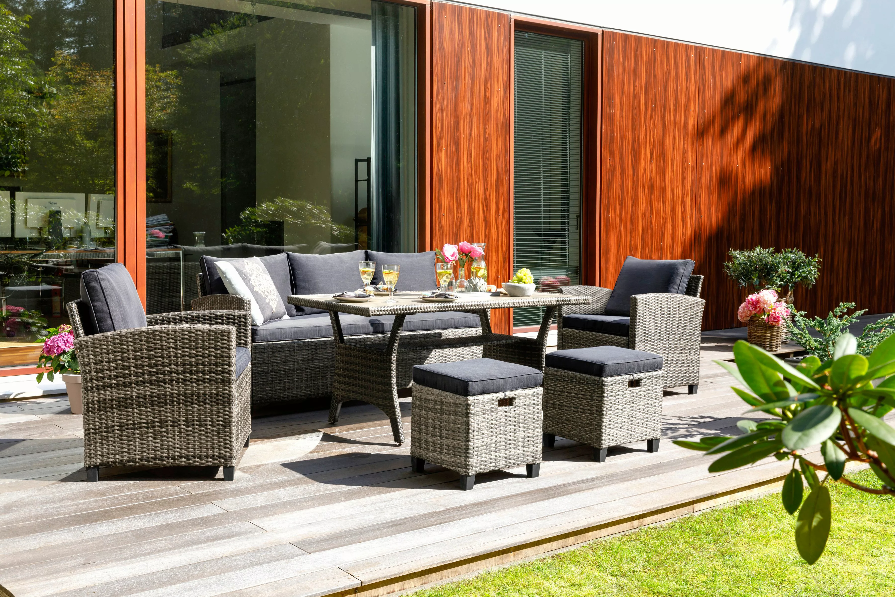 KONIFERA Gartenlounge-Set "Amsterdam", (Set, 16 tlg., 1x 3er Sofa, 1x 2 Ses günstig online kaufen