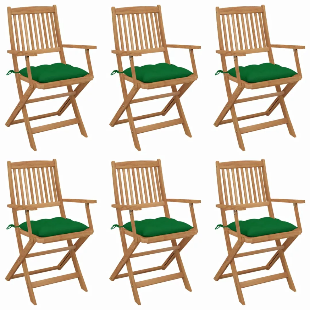 Klappbare Gartenstühle 6 Stk. Mit Kissen Massivholz Akazie günstig online kaufen