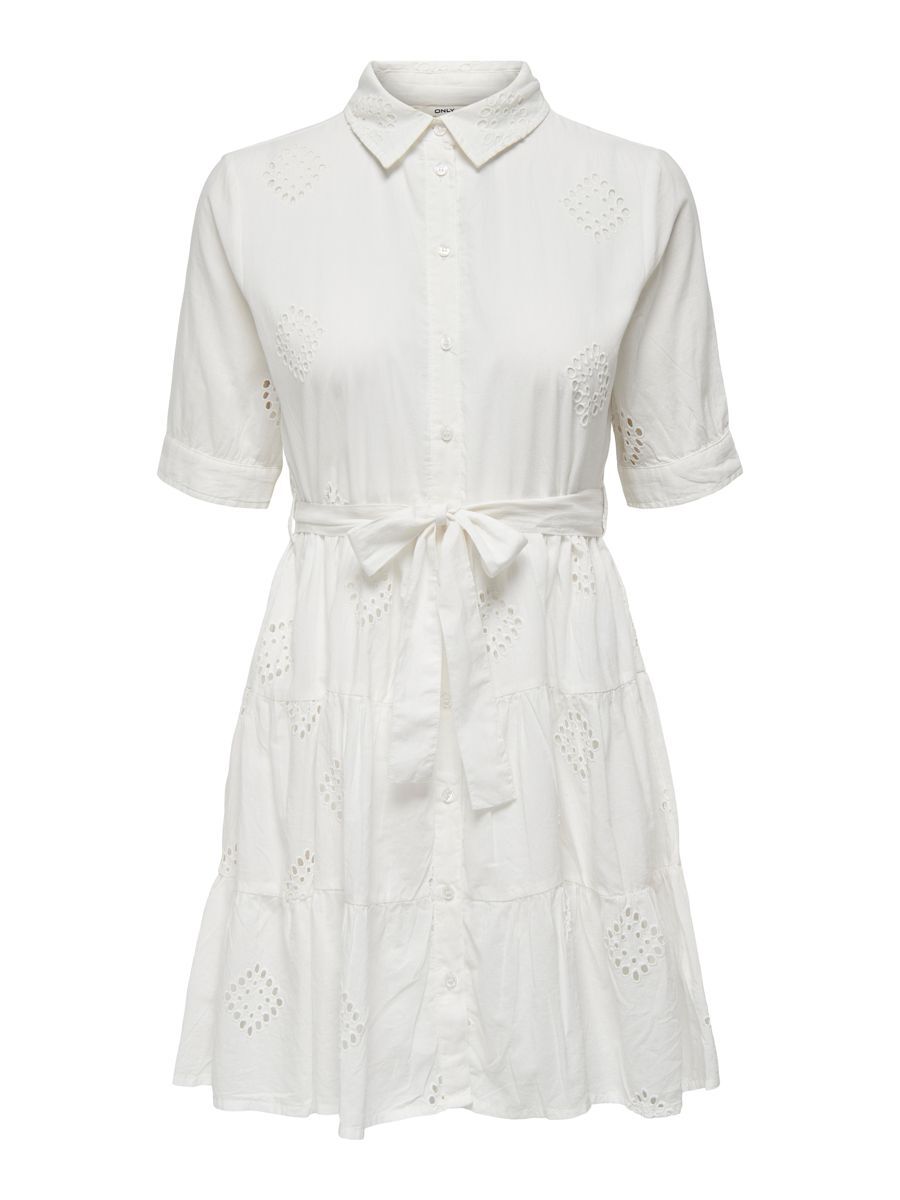 ONLY Broderie Anglaise Kleid Mit Kurzen Ärmeln Damen White günstig online kaufen