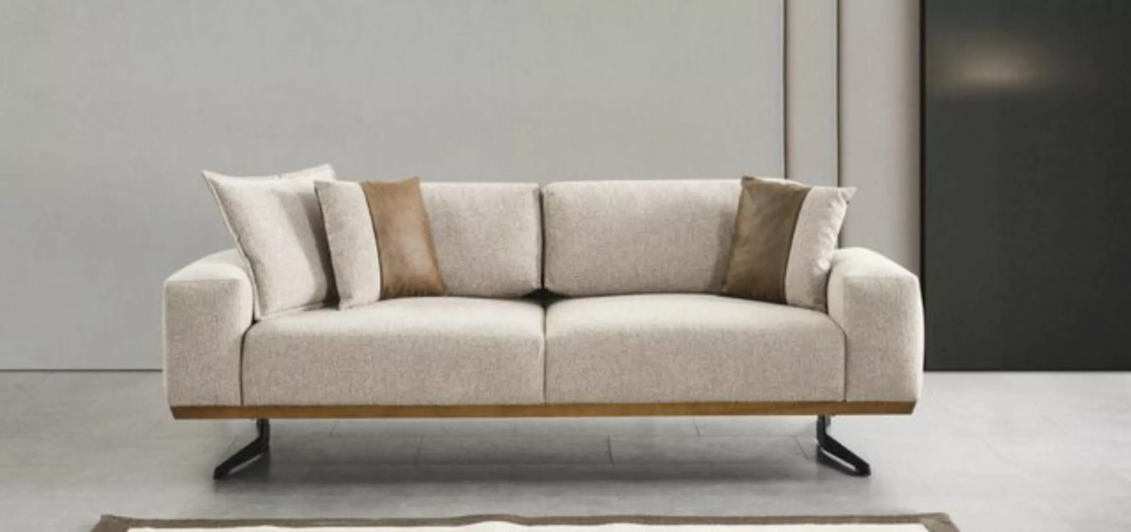 Xlmoebel Sofa Hochwertiges Beige Designer-Sofa für drei Personen, Luxusmöbe günstig online kaufen