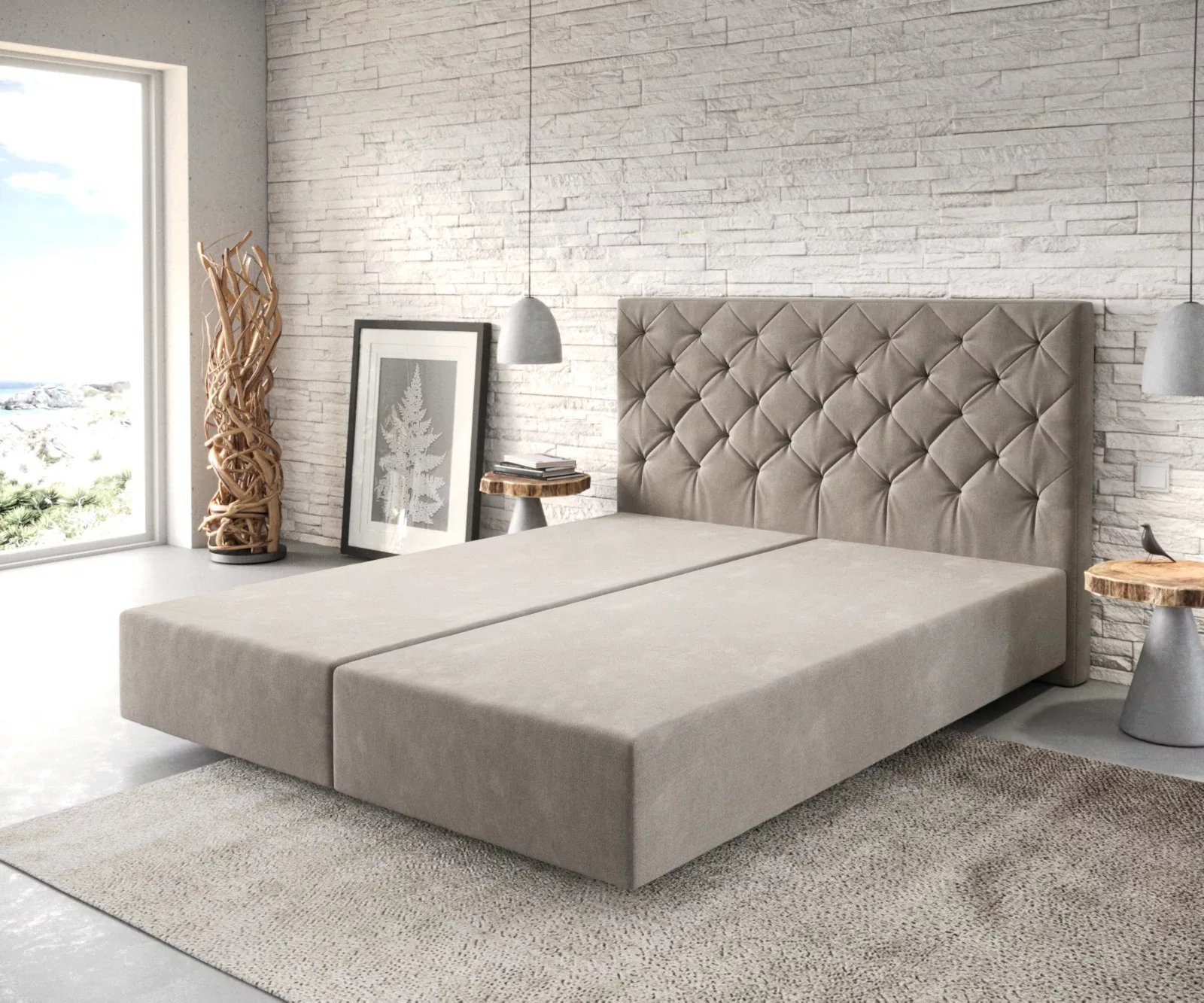 Boxspringgestell Dream-Great 160x200 cm Mikrofaser Beige günstig online kaufen