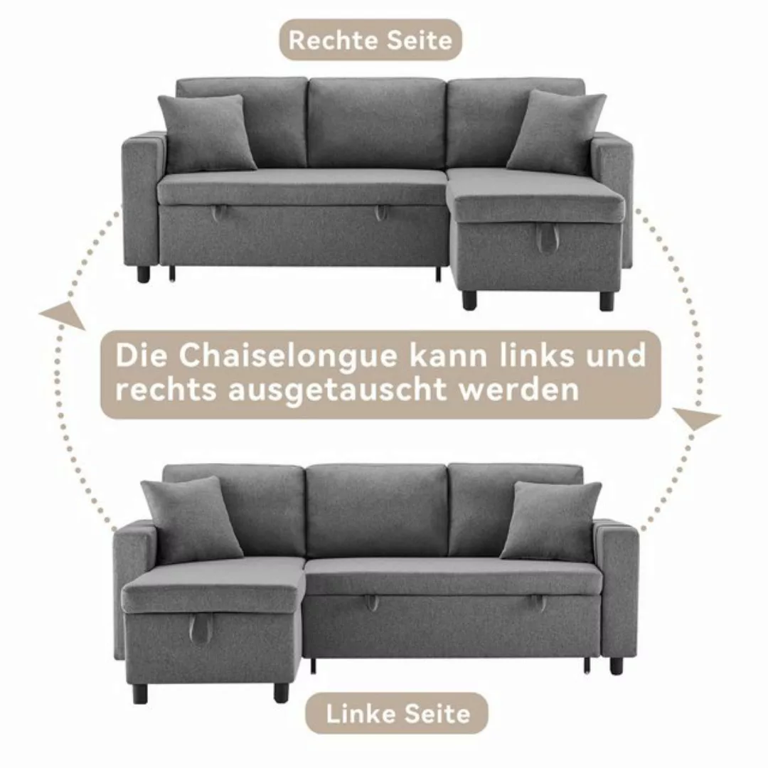 Merax 3-Sitzer mit Seitentasche, Wohnlandschft mit Schlaffunktion, Ecksofa günstig online kaufen