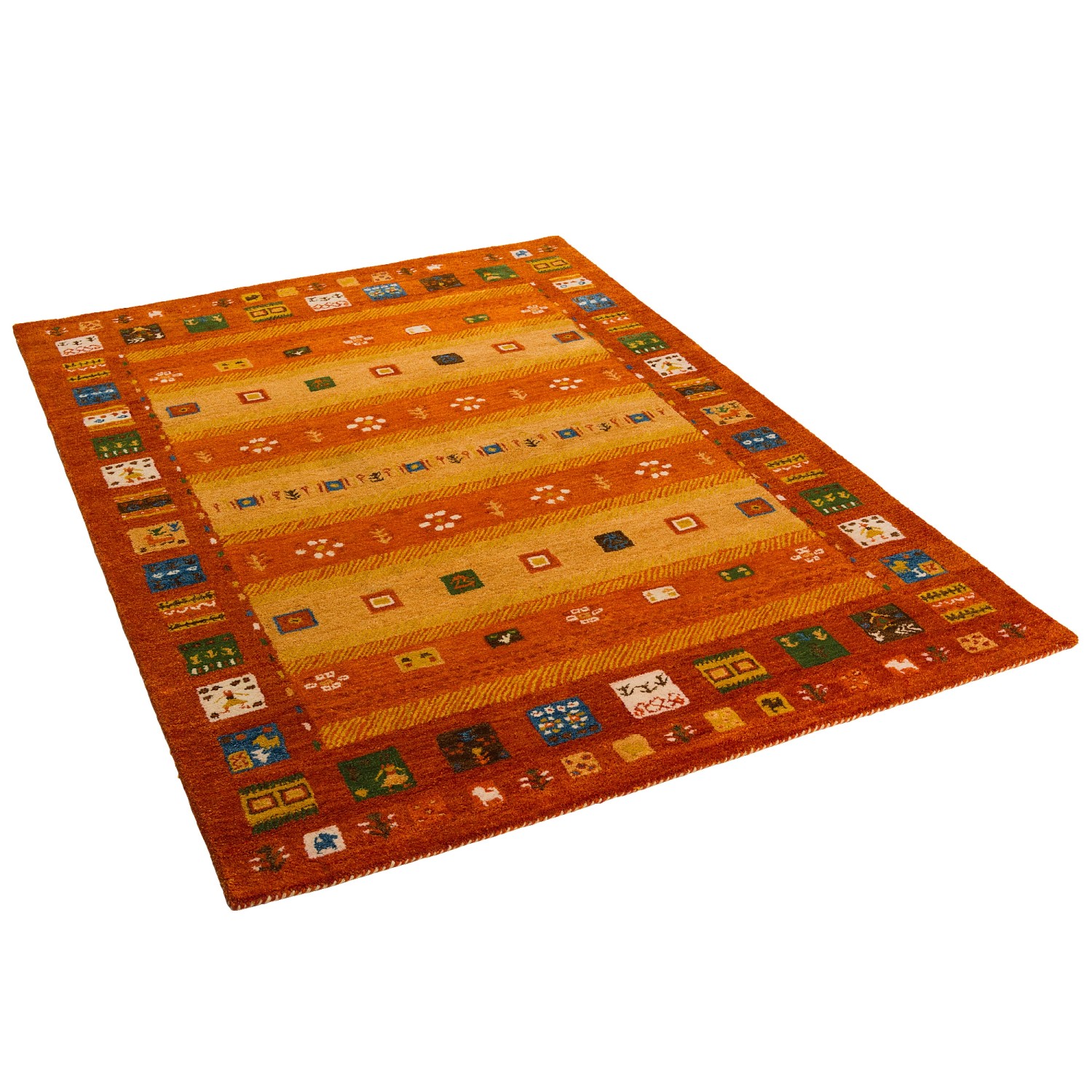 Pergamon Natur Teppich Indo Gabbeh Esta Bordüre Orange 70x140cm günstig online kaufen