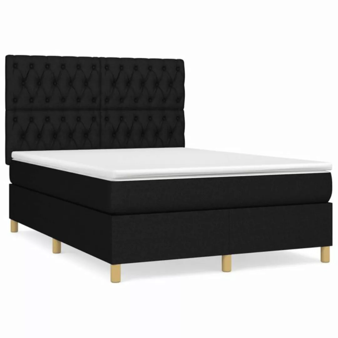 vidaXL Boxspringbett Boxspringbett mit Matratze Schwarz 140x200 cm Stoff Be günstig online kaufen