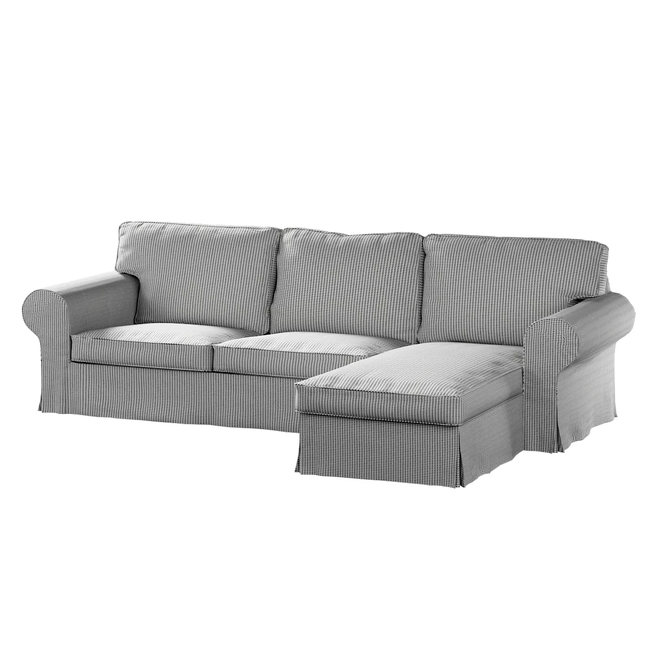 Bezug für Ektorp 2-Sitzer Sofa mit Recamiere, schwarz-beige, Ektorp 2-Sitze günstig online kaufen