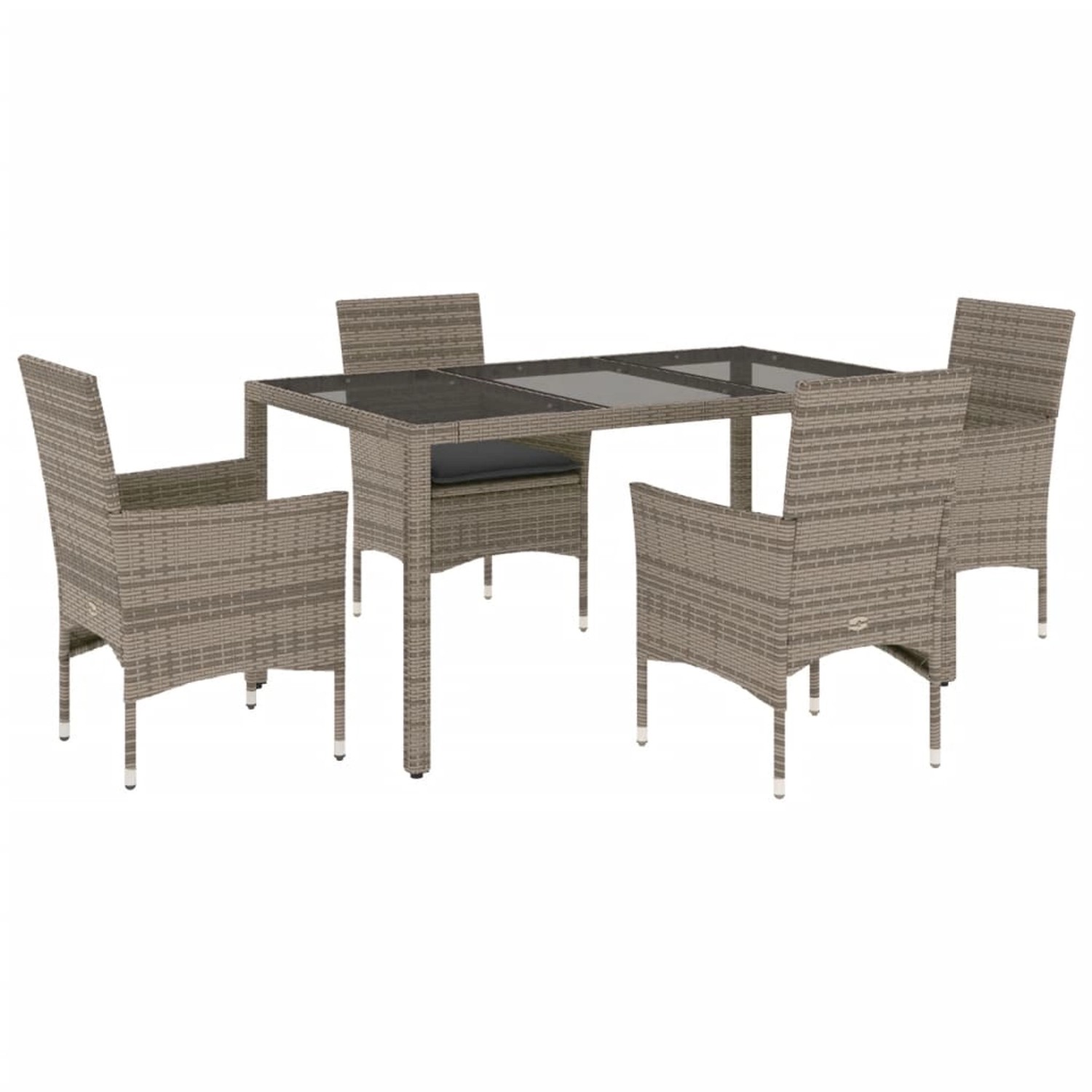 vidaXL 5-Tlg Garten-Essgruppe mit Kissen Grau Poly Rattan und Glas 3278557 günstig online kaufen