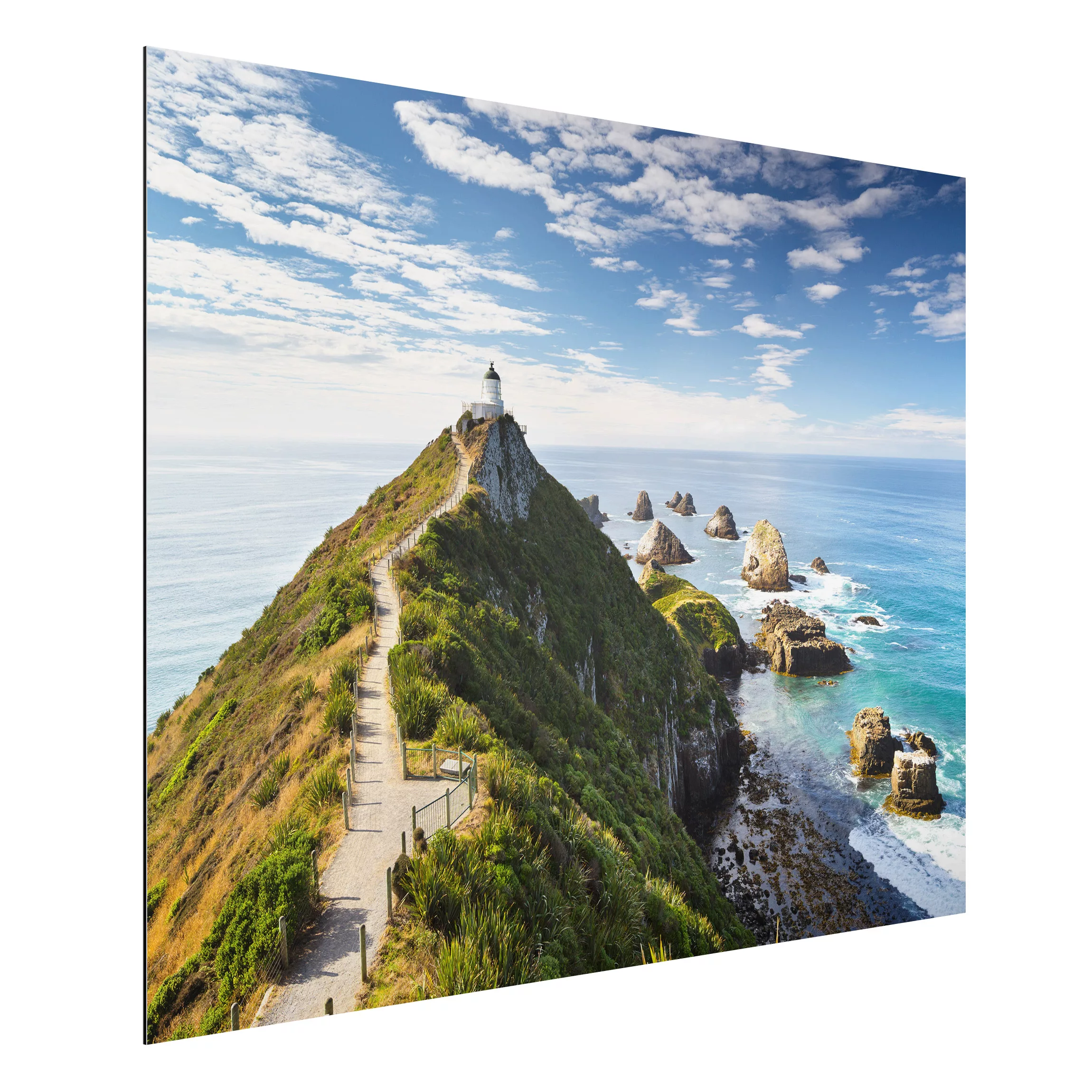 Alu-Dibond Bild Nugget Point Leuchtturm und Meer Neuseeland günstig online kaufen