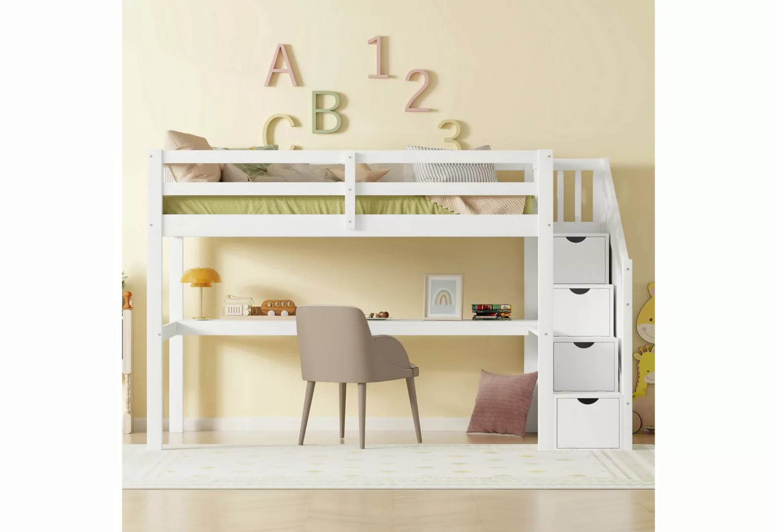 MODFU Kinderbett Kinderbett Holzbett Stauraumbett (90 x 200 cm, mit Staurau günstig online kaufen