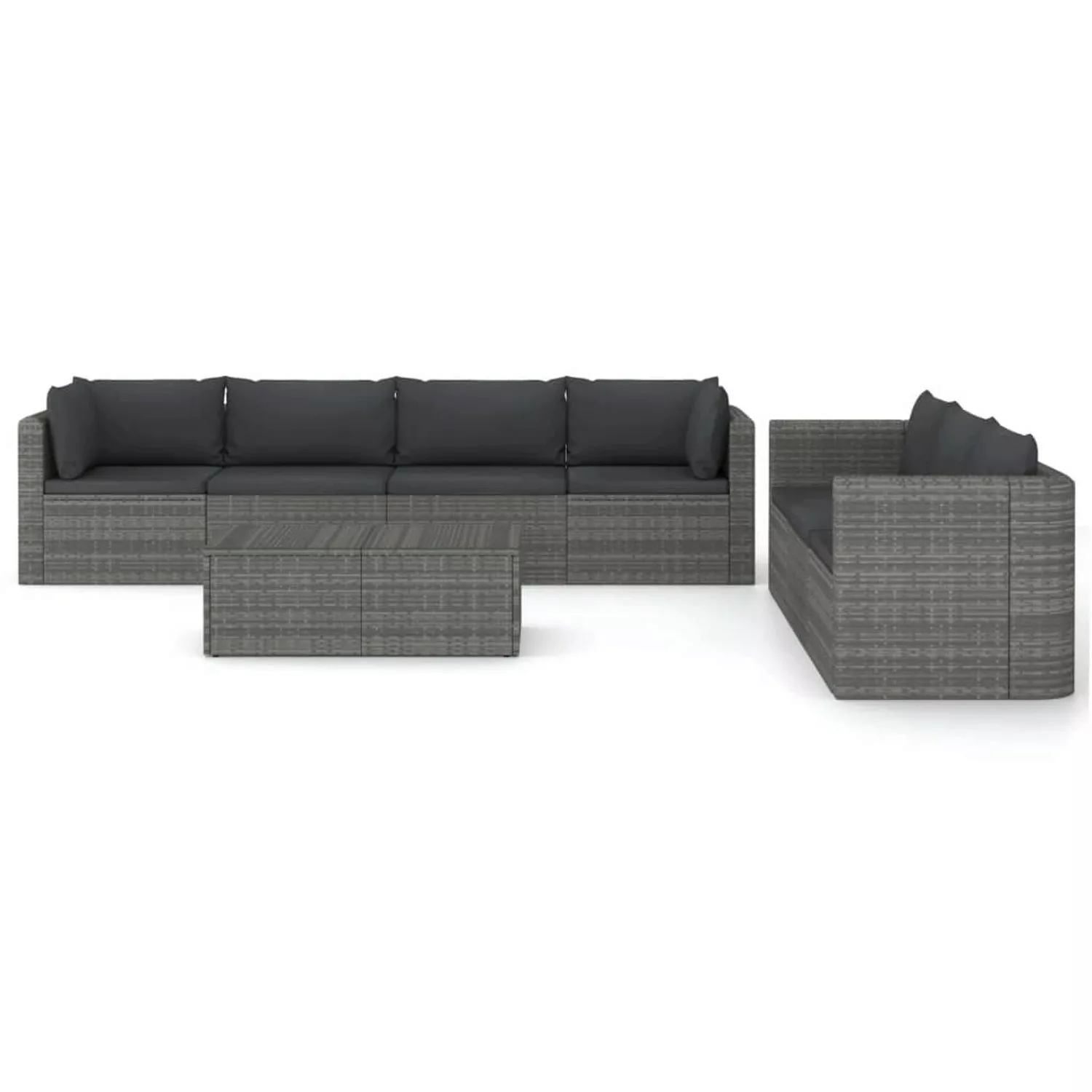 8-tlg. Garten-lounge-set Mit Kissen Poly Rattan Grau günstig online kaufen