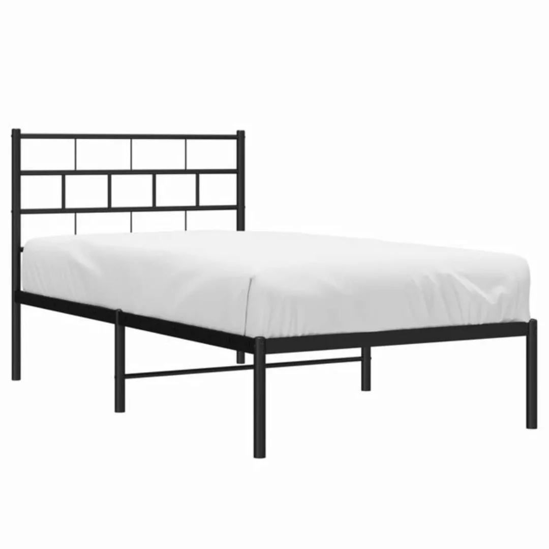 vidaXL Bettgestell Bettrahmen mit Kopfteil Metall Schwarz 90x190 cm Bett Be günstig online kaufen