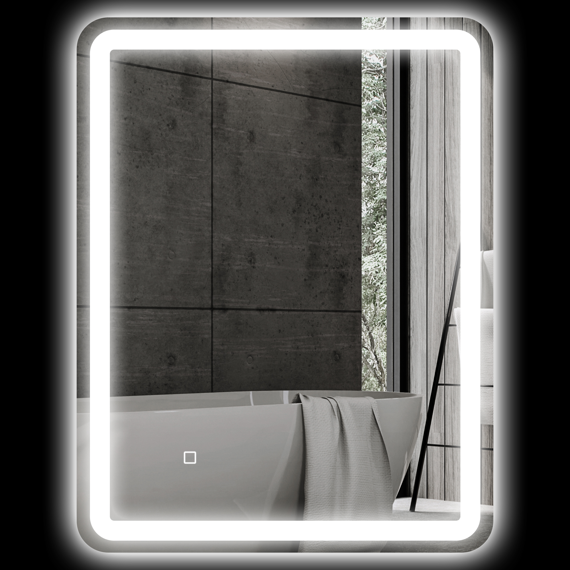 HOMCOM Badezimmerspiegel 70 x 90 cm rechteckig, LED-Badezimmerspiegel mit B günstig online kaufen