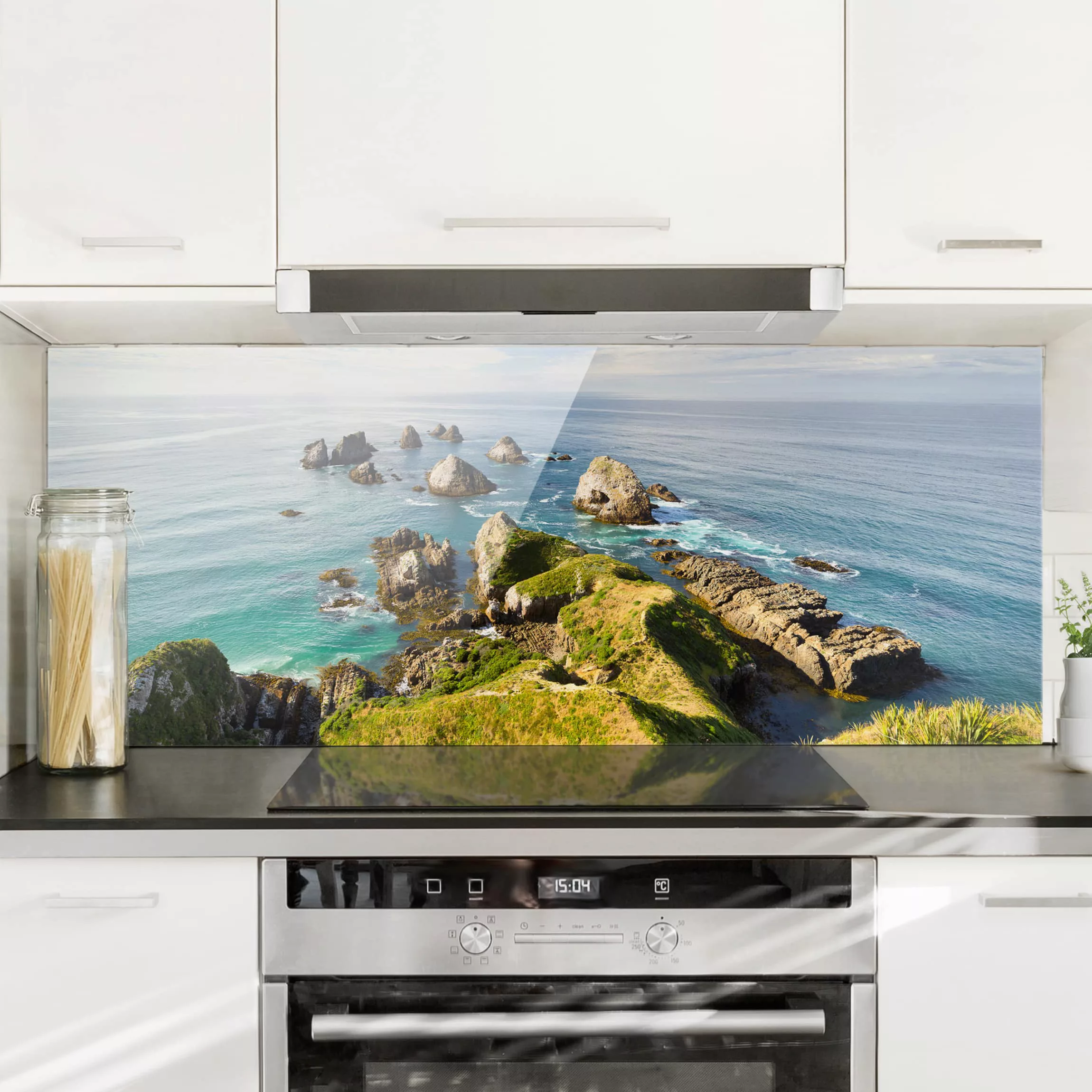 Glas Spritzschutz Natur & Landschaft - Panorama Nugget Point in Neuseeland günstig online kaufen