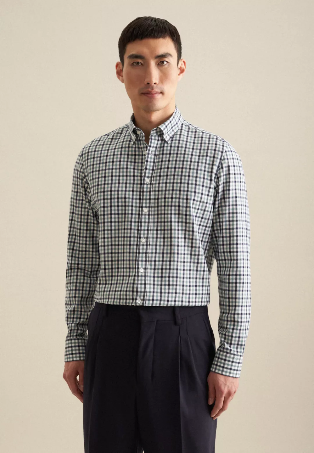 seidensticker Flanellhemd "Slim", Slim Langarm Button-Down-Kragen Karo günstig online kaufen