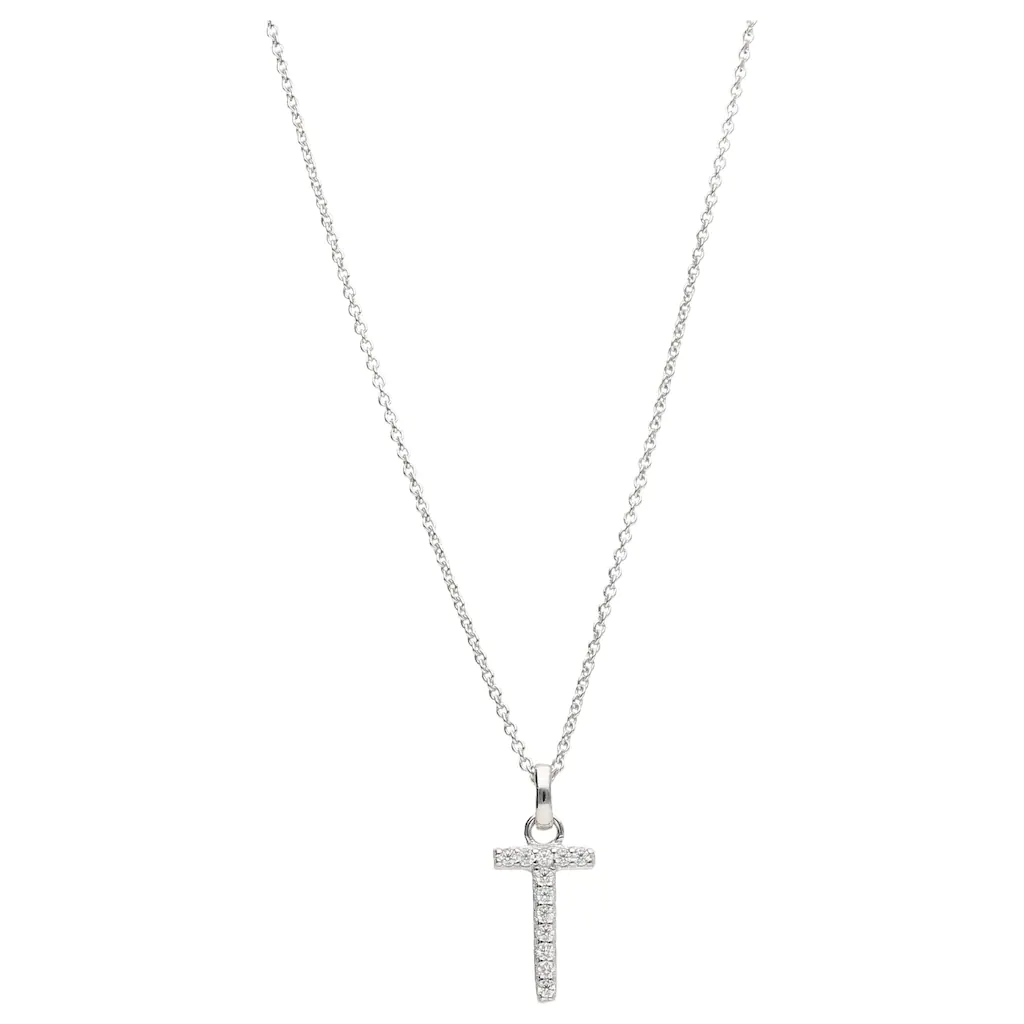 Smart Jewel Kette mit Anhänger "Buchstabe T mit Zirkonia Steine, Silber 925 günstig online kaufen