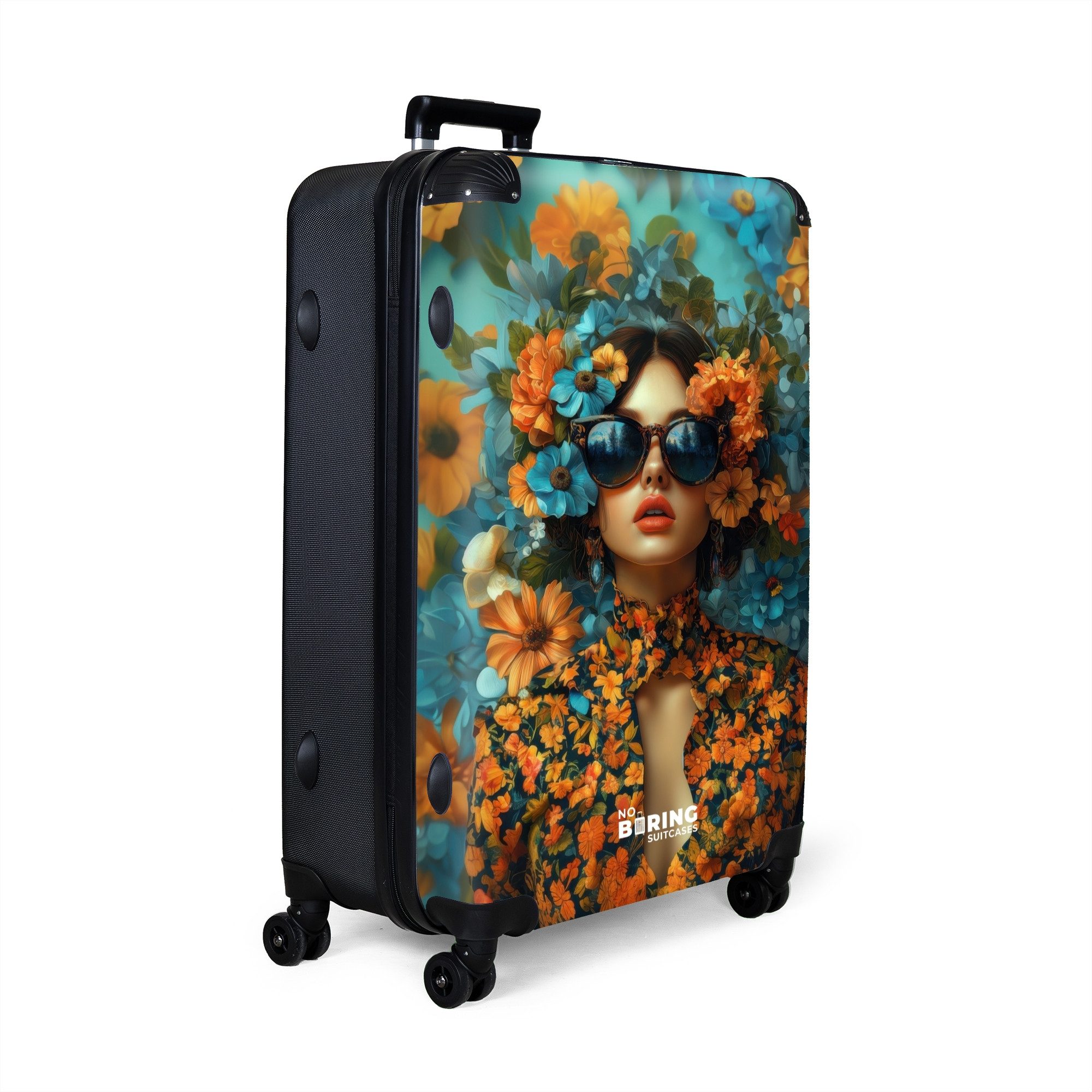 NoBoringSuitcases.com© Hartschalen-Trolley Frau mit Blumen und günstig online kaufen