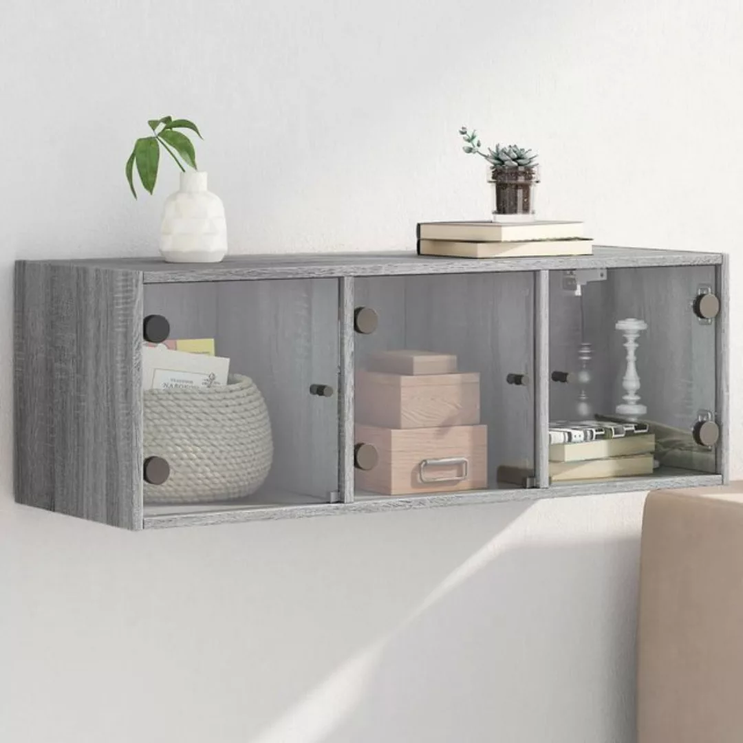 vidaXL Glashängeschrank Wandschrank mit Glastüren Grau Sonoma 102x37x35 cm günstig online kaufen