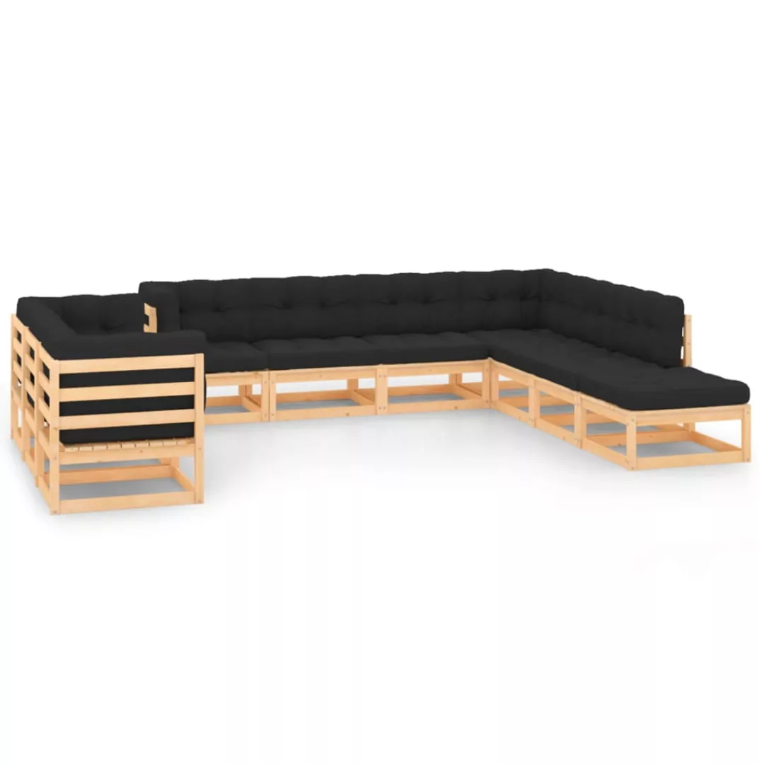 Vidaxl 10-tlg. Garten-lounge-set Anthrazit-kissen Massivholz Kiefer günstig online kaufen