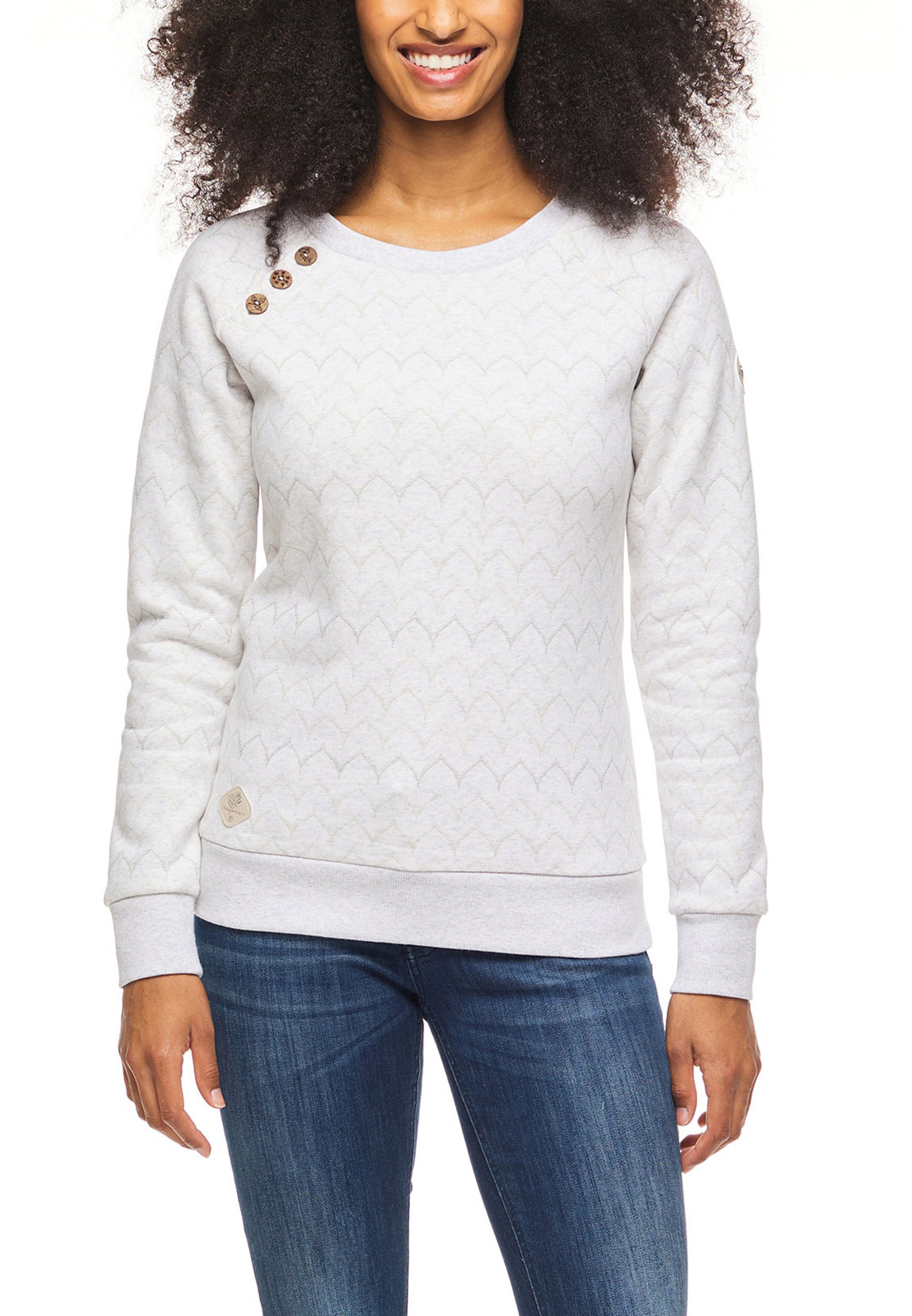 Ragwear Damen Sweater DARIA CHEVRON 2231-30004 White 7000 Weiß günstig online kaufen