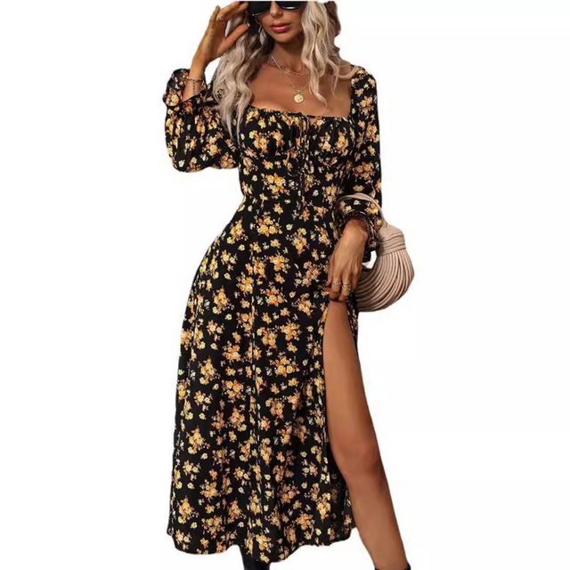 KIKI Strandrock Bedrucktes Kleid mit geteilten langen Ärmeln günstig online kaufen
