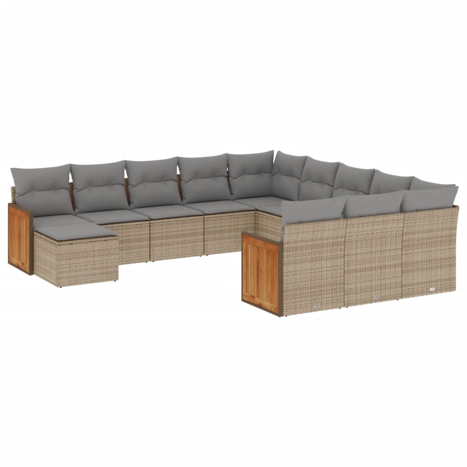 vidaXL 12-Tlg Garten-Sofagarnitur mit Kissen Beige Poly Rattan 3228264 günstig online kaufen