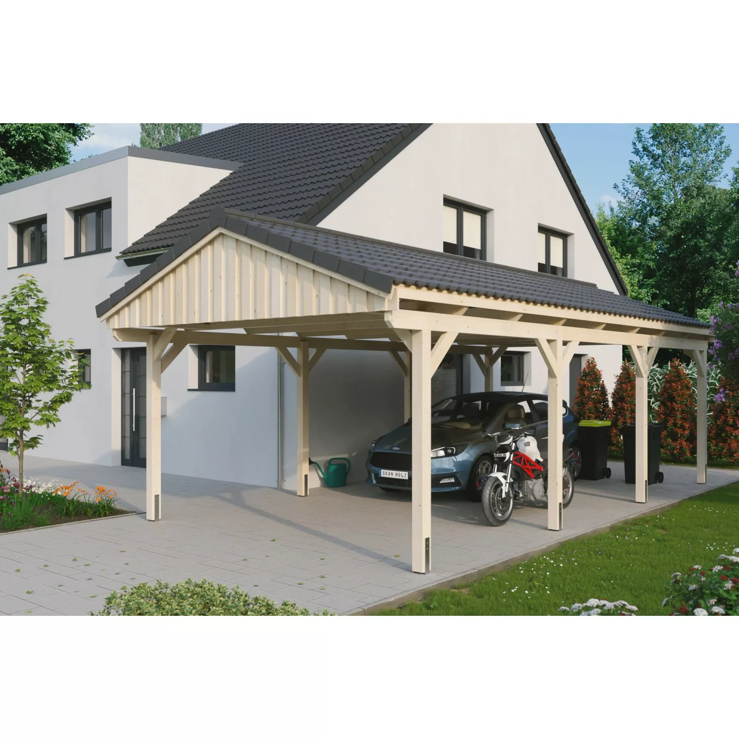 Skan Holz Carport Fichtelberg 423 cm x 808 cm Dachlattung Natur günstig online kaufen