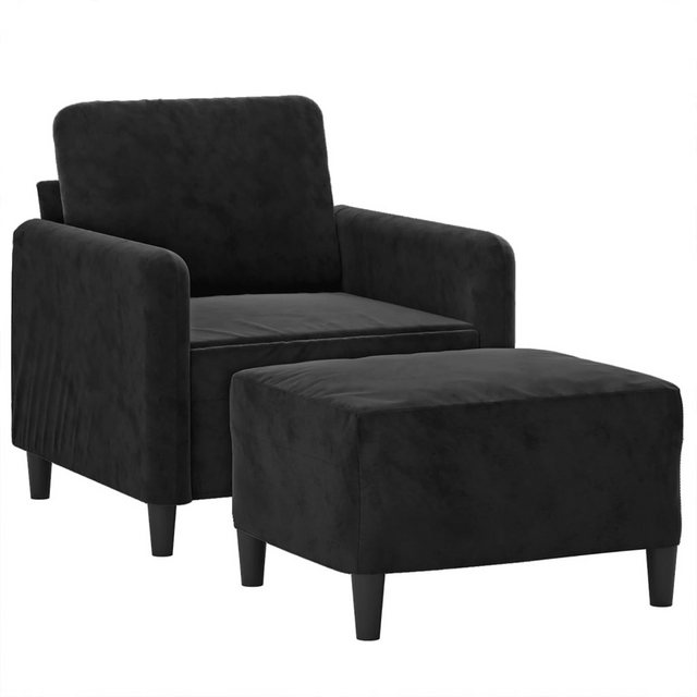 vidaXL Sofa Sessel mit Hocker Schwarz 60 cm Samt günstig online kaufen