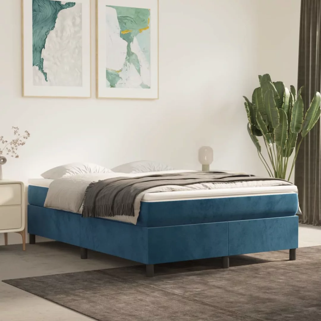 Vidaxl Boxspringbett Dunkelblau 140x200 Cm Samt günstig online kaufen