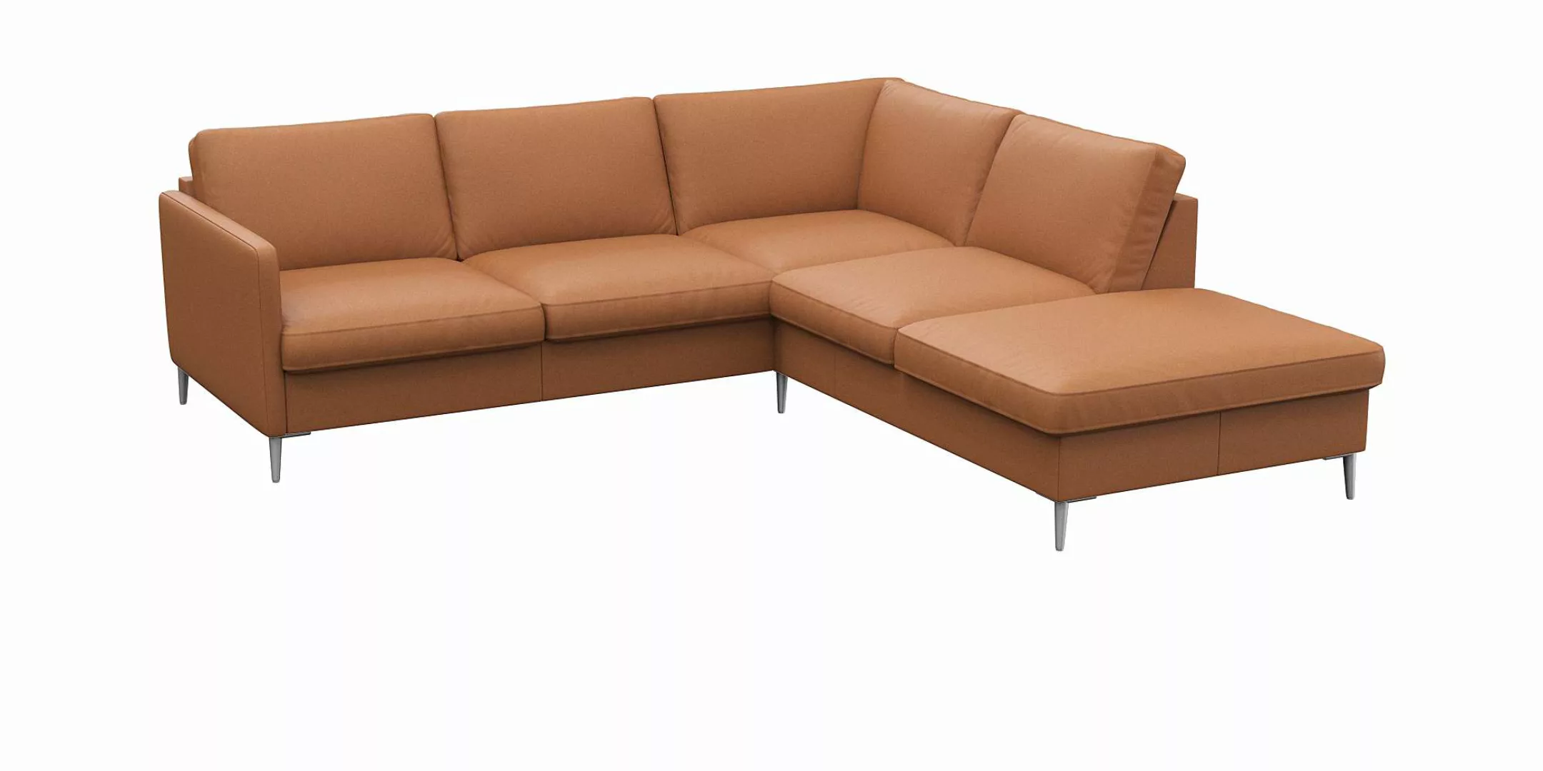 FLEXLUX Ecksofa »Fiore, L-Form«, schmale Armlehnen, Füße alufarben, B/T 234 günstig online kaufen