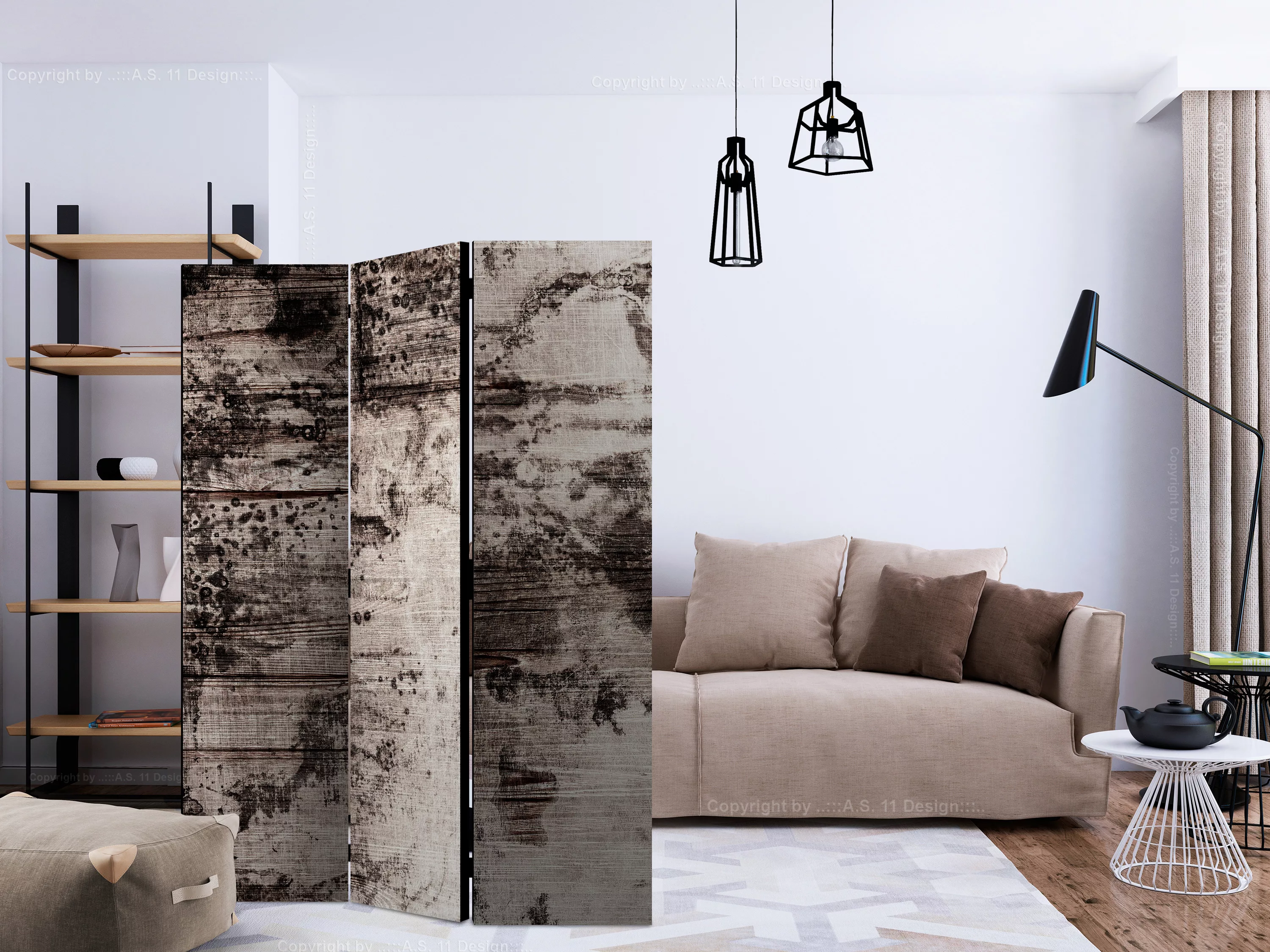 3-teiliges Paravent - Burnt Wood [room Dividers] günstig online kaufen