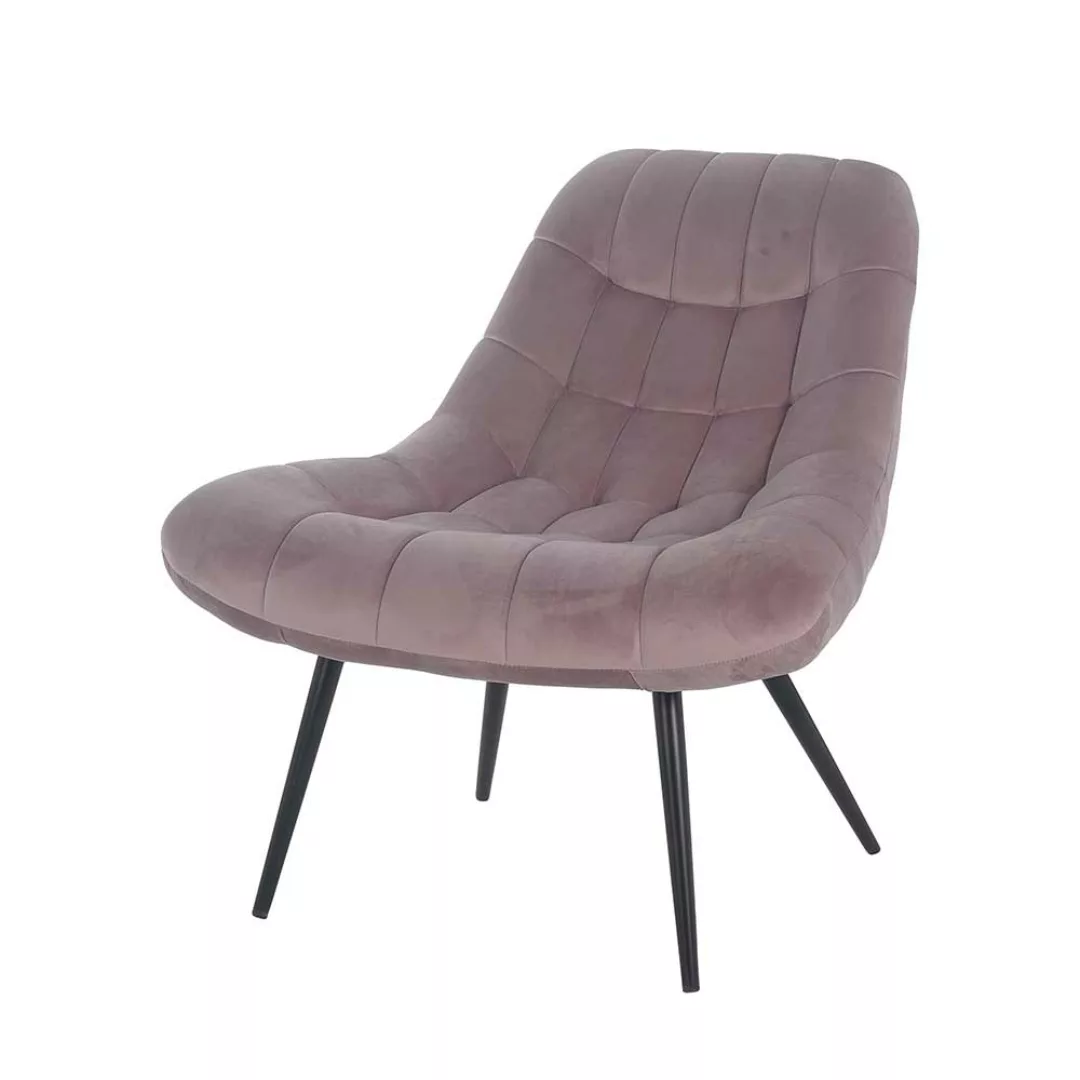 Retro Sessel in Rosa Samtbezug günstig online kaufen