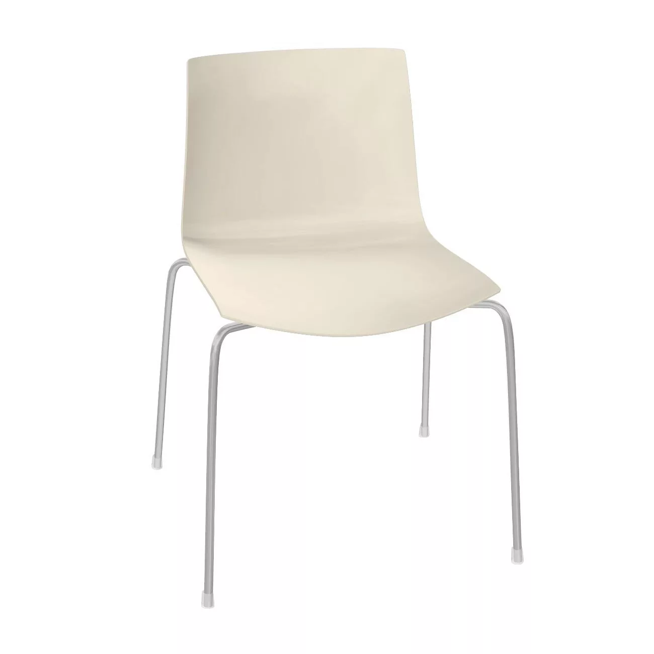 Arper - Catifa 46 Stuhl einfarbig Gestell Chrom - elfenbein/Außenschale glä günstig online kaufen