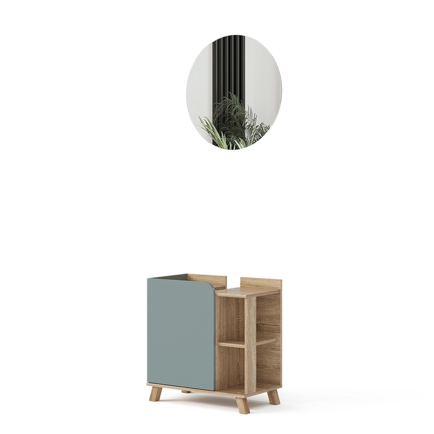 Vicco Badmöbel-Set Karen Sonoma/Blau-Grau 2 Teile günstig online kaufen