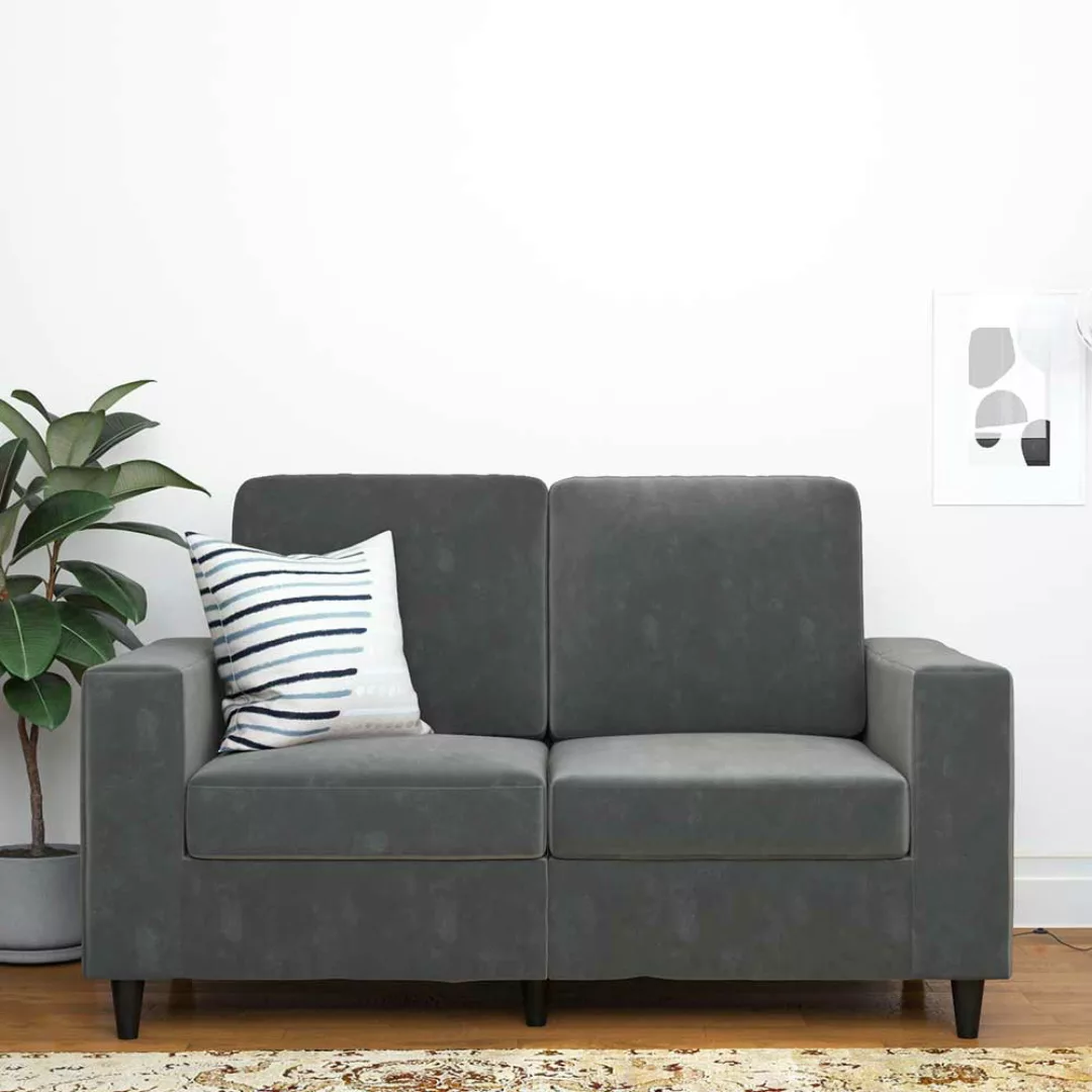 Sitzsofa grau Samt Retro mit Armlehnen 152 cm breit - 82 cm tief günstig online kaufen