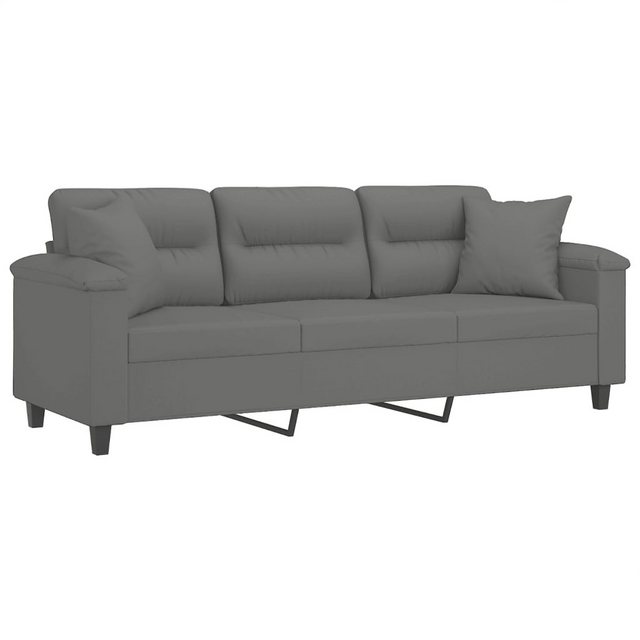 vidaXL Sofa 3-Sitzer-Sofa mit Kissen Dunkelgrau 180 cm Mikrofasergewebe günstig online kaufen