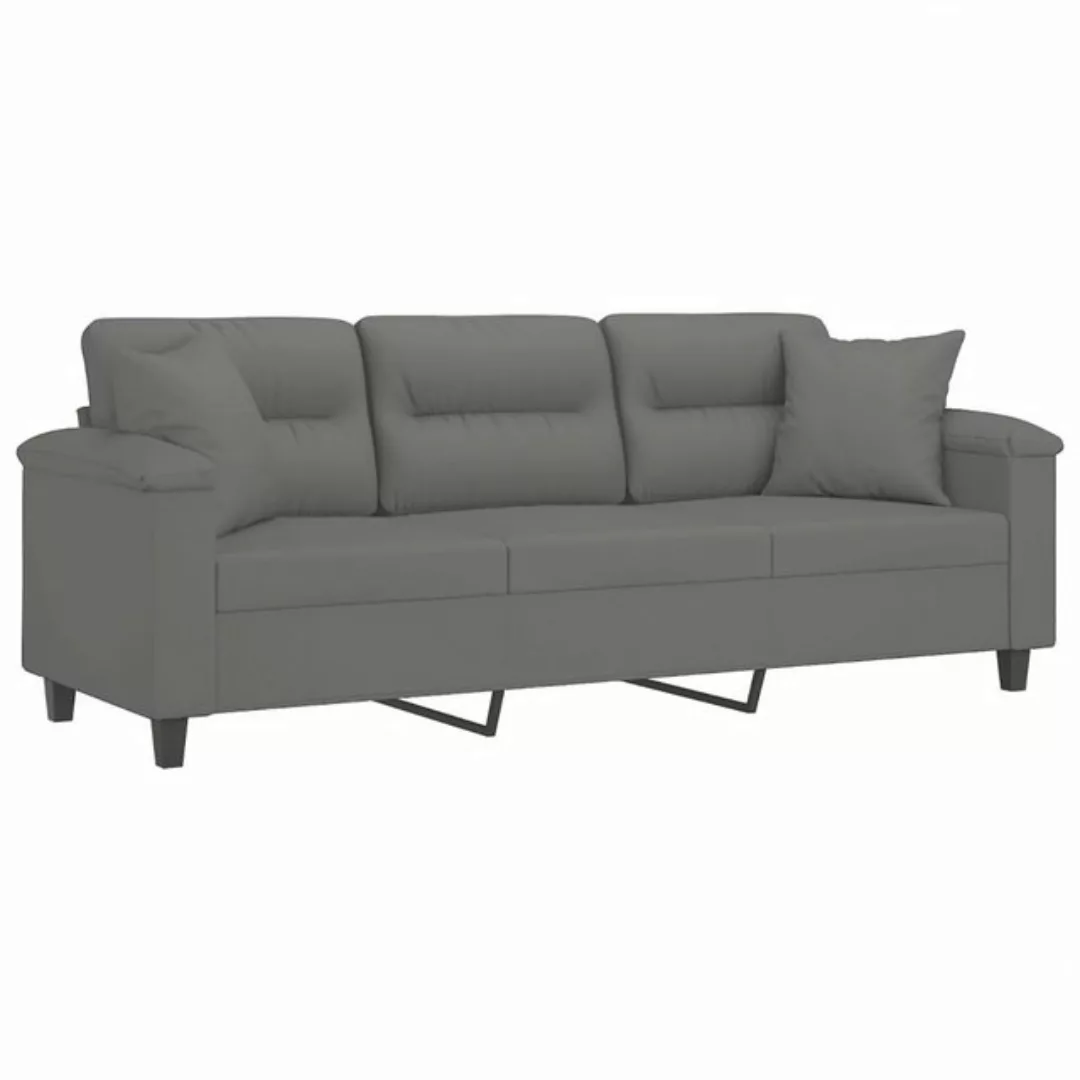 vidaXL Sofa 3-Sitzer-Sofa mit Kissen Dunkelgrau 180 cm Mikrofasergewebe günstig online kaufen