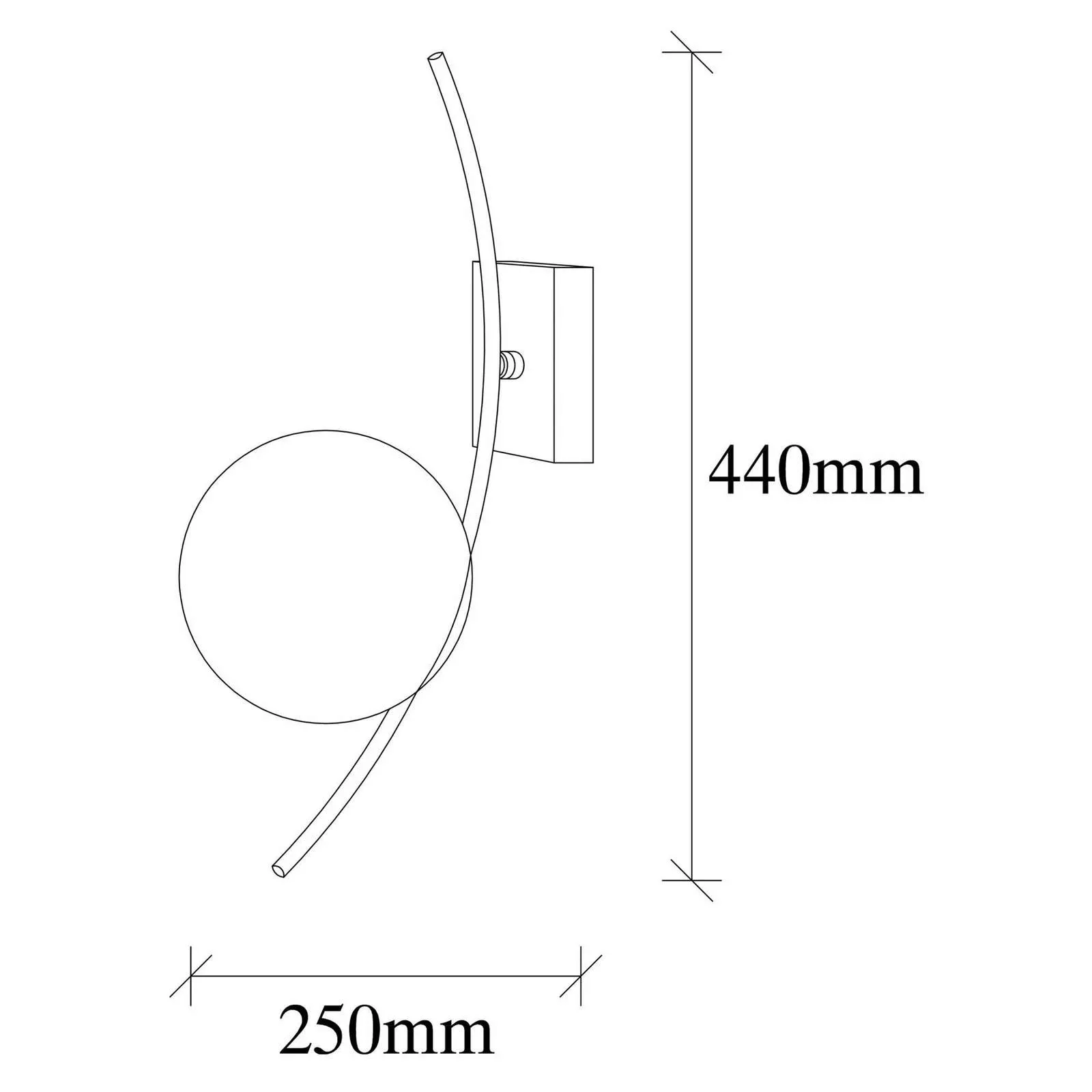 Wandleuchte Hilal 3821, schwarz, Opalglas, Höhe 44 cm günstig online kaufen