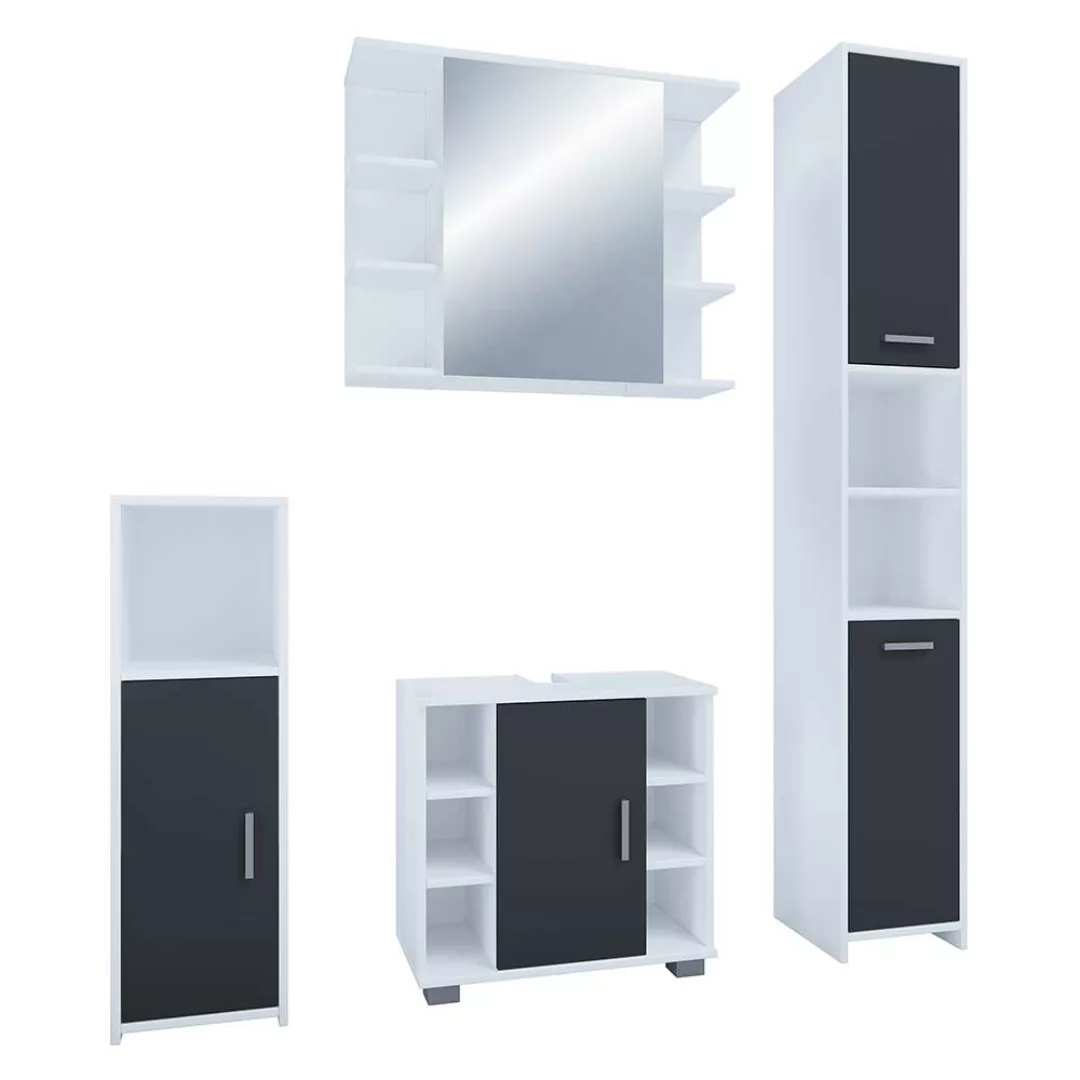 Badmöbel modern schwarz weiss 180 cm hoch Spiegelschrank (vierteilig) günstig online kaufen