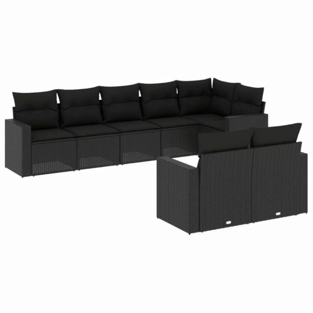 vidaXL Sofaelement 8-tlg. Garten-Sofagarnitur mit Kissen Schwarz Poly Ratta günstig online kaufen