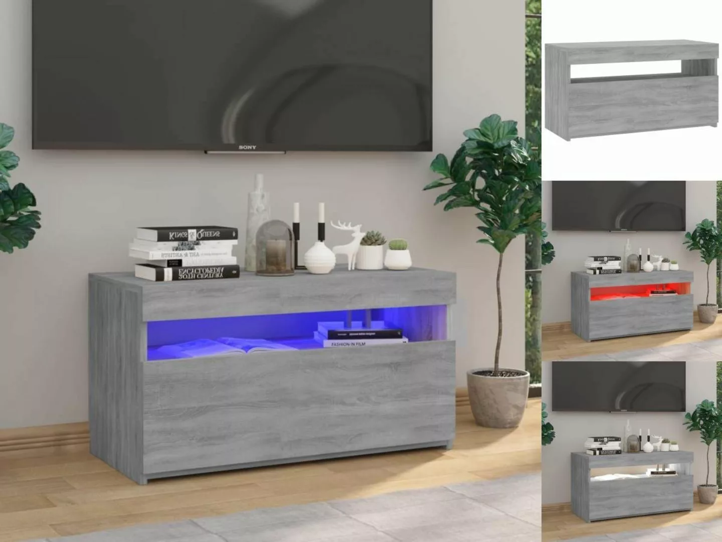 vidaXL TV-Schrank TV-Schrank mit LED-Leuchten Grau 75x35x40 cm Lowboard günstig online kaufen