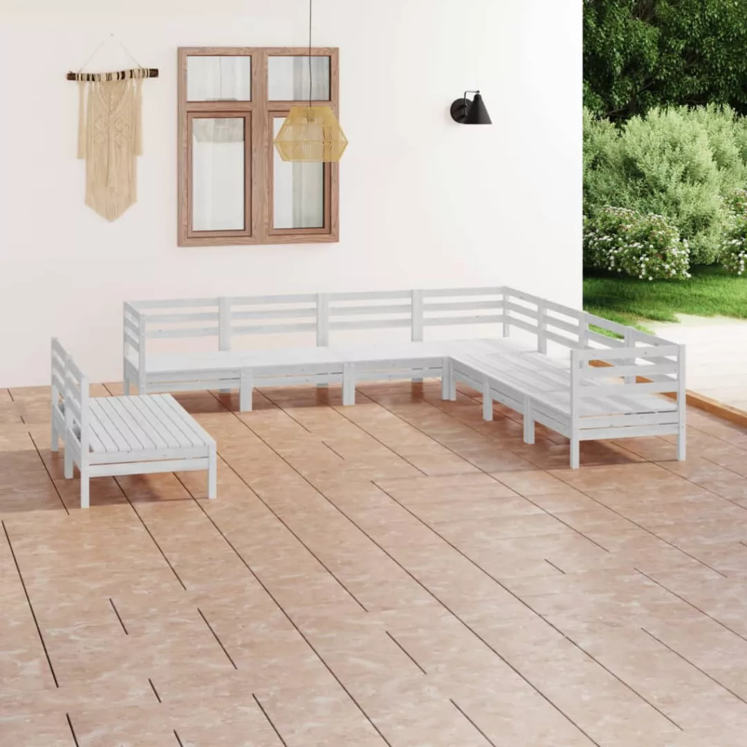 9-tlg. Garten-lounge-set Massivholz Kiefer Weiß günstig online kaufen