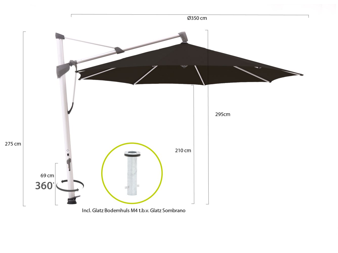 Glatz Sombrano S+ Ampelschirm ø 350 cm günstig online kaufen