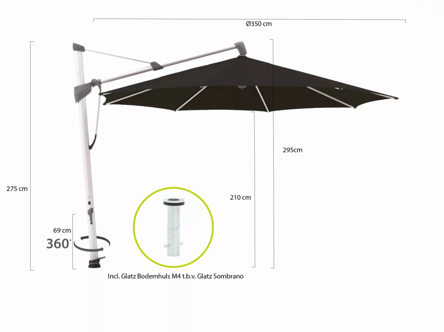 Glatz Sombrano S+ Ampelschirm ø 350 cm günstig online kaufen