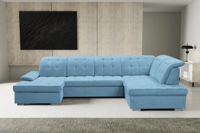 WERK2 Wohnlandschaft »Kordula-New Multifunktion Couch, Breite 332cm, U-Form günstig online kaufen