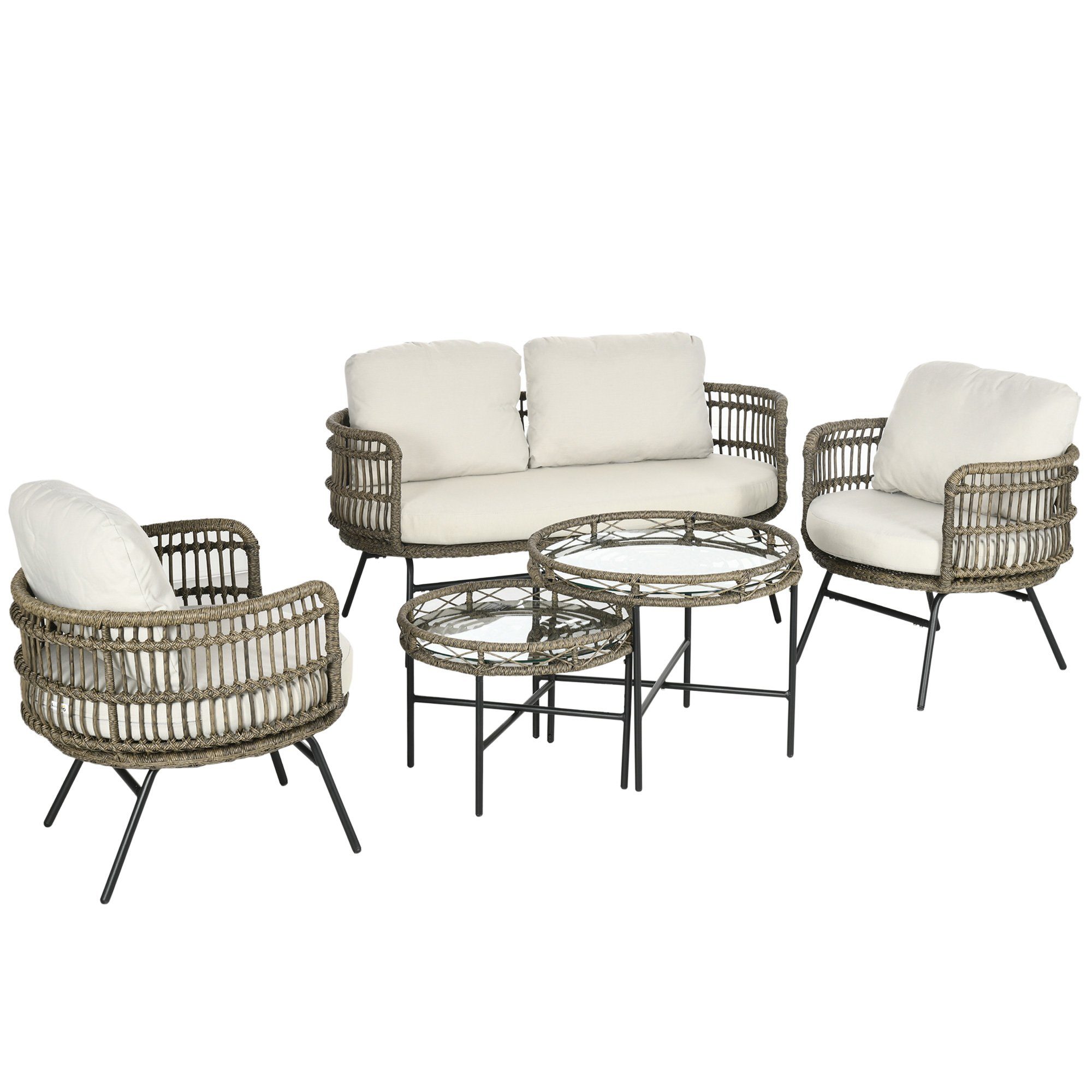 Outsunny Sitzgruppe 5 TLG. Rattan mit günstig online kaufen