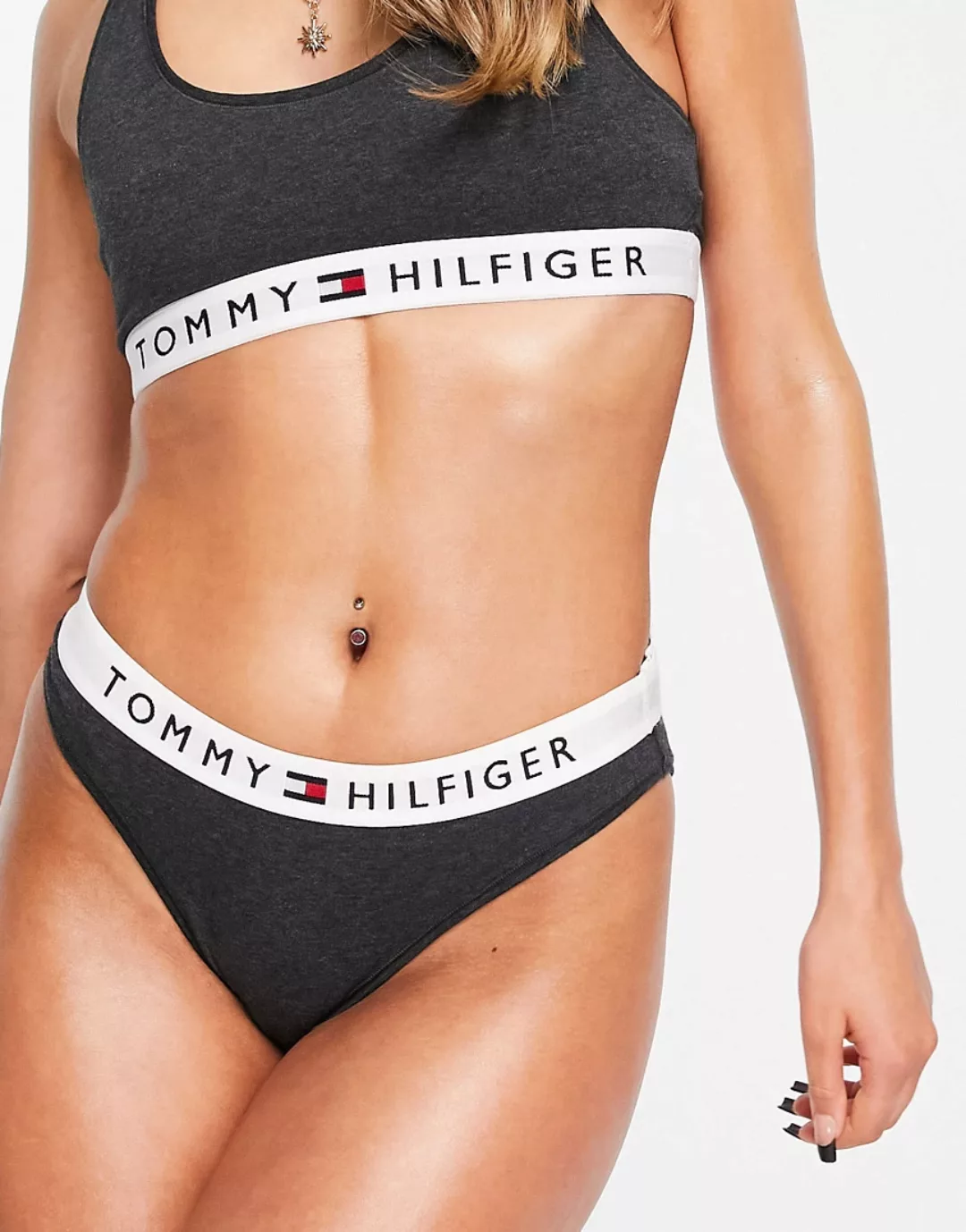 Tommy Hilfiger – Original – Tanga aus Baumwolle in Grau günstig online kaufen